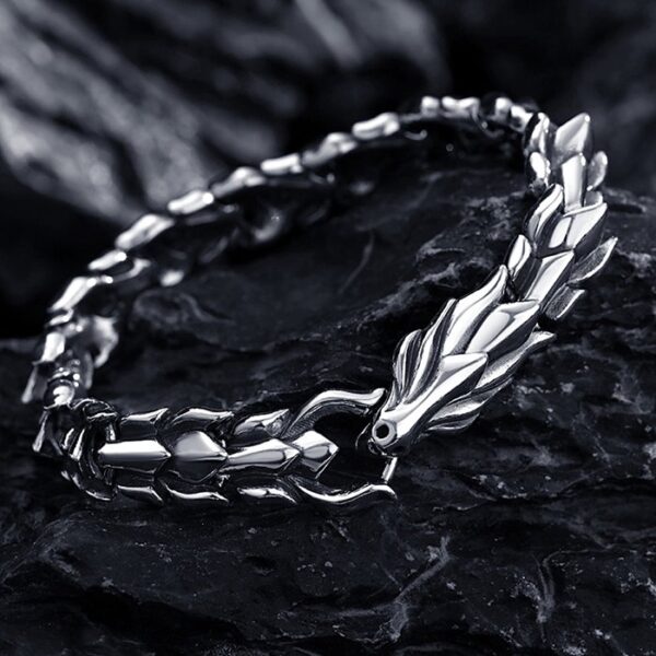 Men's Sterling Silver Dragon Chain Bracelet