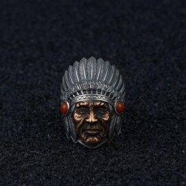 Mens Sterling Silver Indian Chief Ring