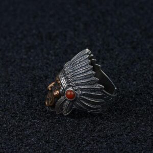 Mens Sterling Silver Indian Chief Ring