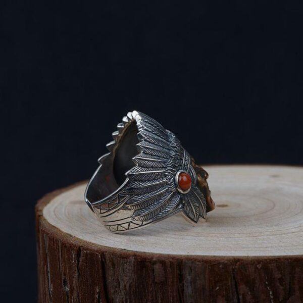 Mens Sterling Silver Indian Chief Ring