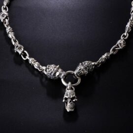 Silver Lions & Skull Necklace
