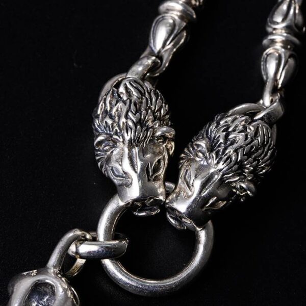 Silver Lions & Skull Necklace