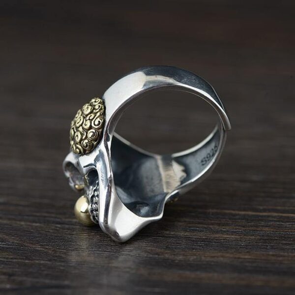 Mens Sterling Silver Skull Joker Ring