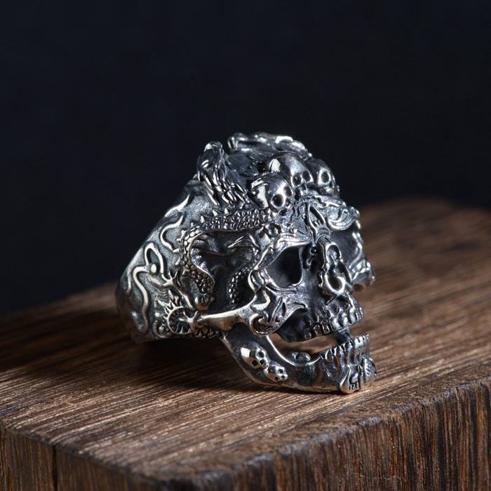 Skull Ring, Nail Ring, Rings Set, Silver Skull Ring, Oxidized Skull Ring, Men  Skull Ring, Signet Ring, Silver Ring, Mens Ring, Black Skull - Etsy