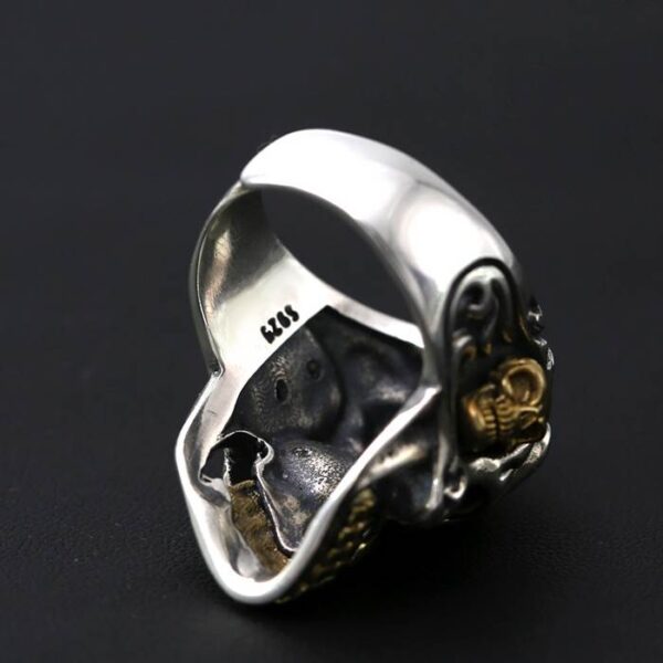 Men's Silver Red Eyes Skull Ring