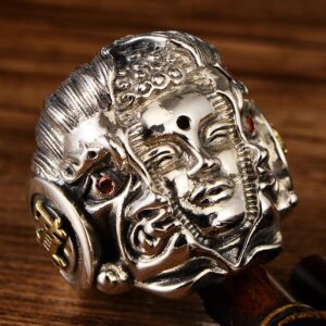 Men's Sterling Silver Buddha & Demon Ring