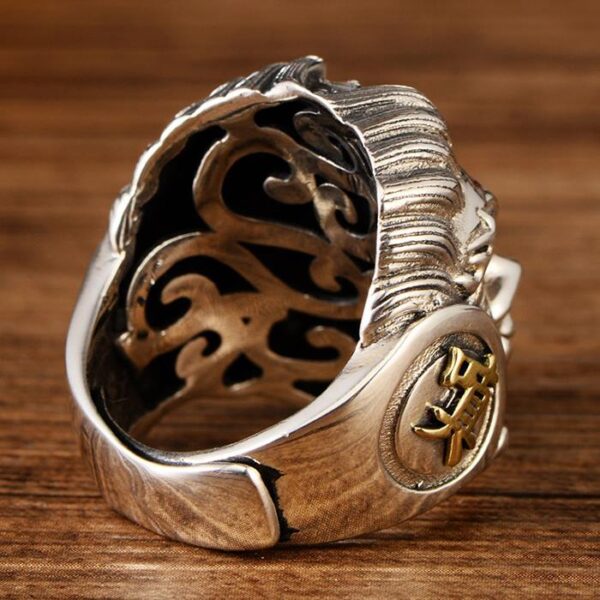 Men's Sterling Silver Buddha & Demon Ring