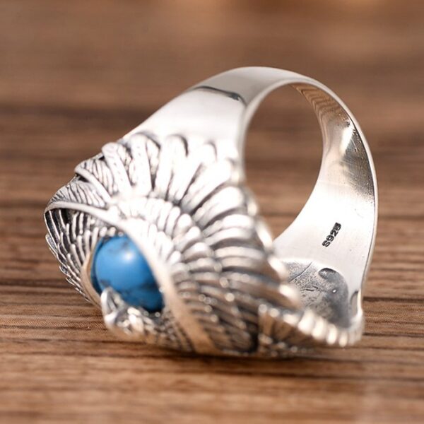 Men's Sterling Silver Eagle Turquoise Ring