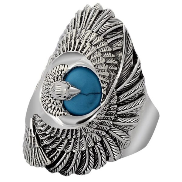 Men's Sterling Silver Eagle Turquoise Ring