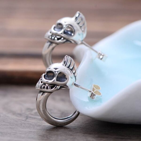 Men's Sterling Silver Skull Earrings