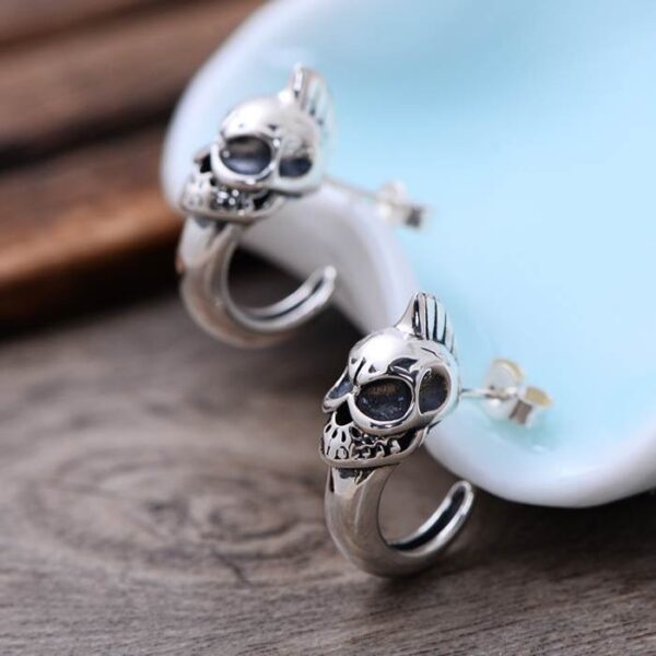 Men's Sterling Silver Skull Earrings