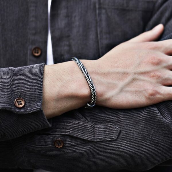 Mens Sterling Silver Wheat Chain Bracelet