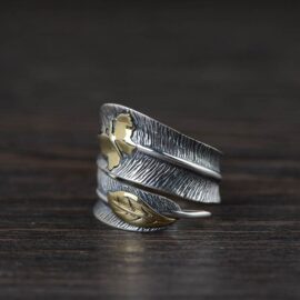 Silver Butterfly Feather Ring