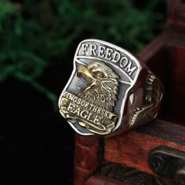 Silver Freedom Eagle Signet Ring