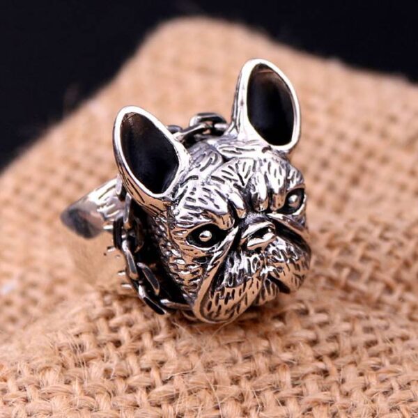 Sterling Silver Cute Bulldog Ring