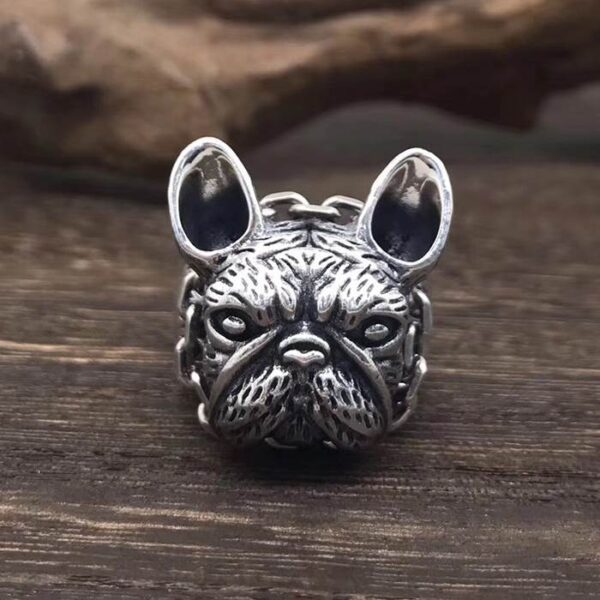 Sterling Silver Cute Bulldog Ring