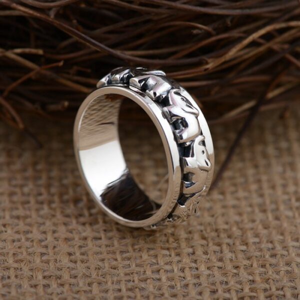 Sterling Silver Elephant Pattern Ring