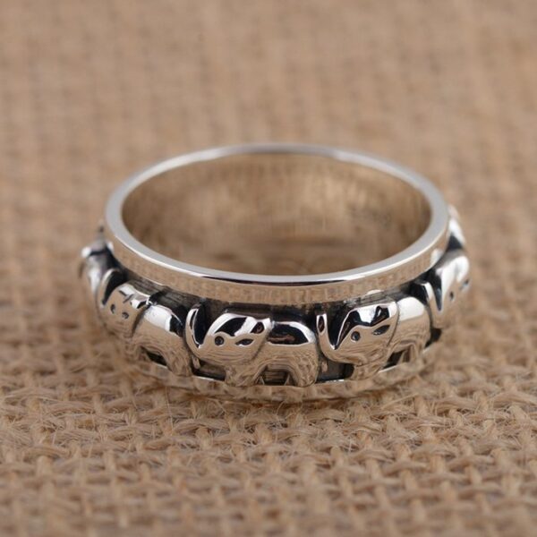 Sterling Silver Elephant Pattern Ring