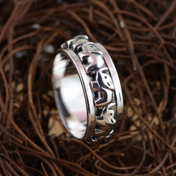 Sterling Silver Elephant Pattern Ring