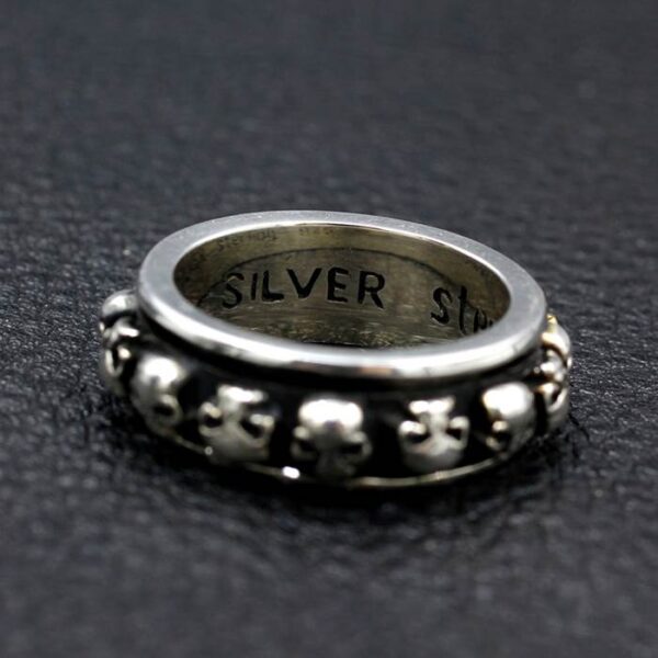 Sterling Silver Skull Spinner Ring For Men