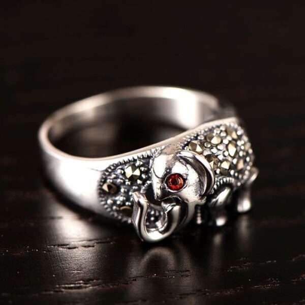 Women's Sterling Silver Marcasite Elephant Ring