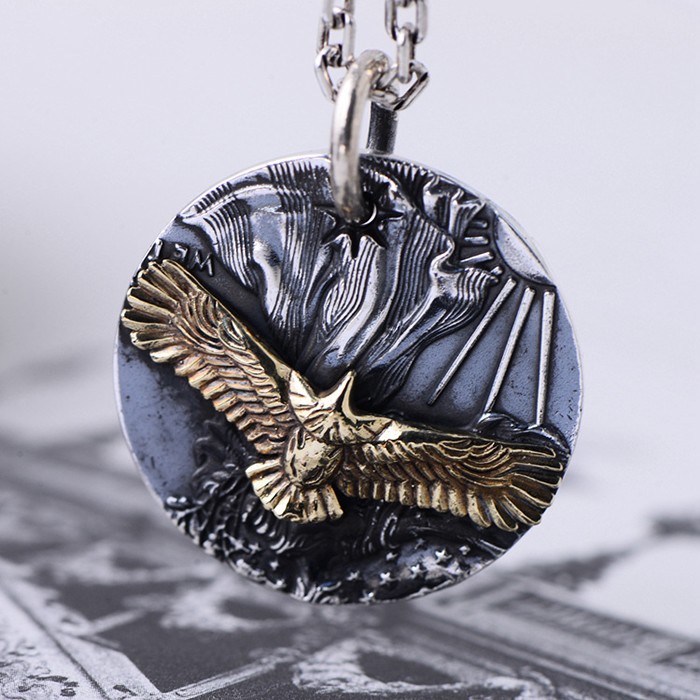 999 Sterling Silver Eagle Disc Pendant Necklace Vvvjewelry - Sterling Silver Eagle Pendant 999 Sterling Silver Eagle Disc Pendant Necklace Vvvjewelry - Sterling Silver Eagle Pendant