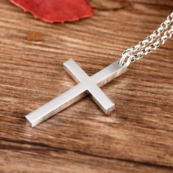 999 Silver Minimalist Polished Cross Pendant Necklace