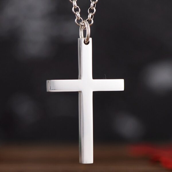 999 Silver Minimalist Polished Cross Pendant Necklace