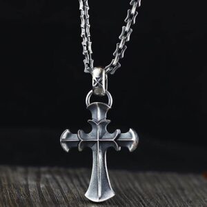 Black Sterling Silver Cross Pendant Necklace