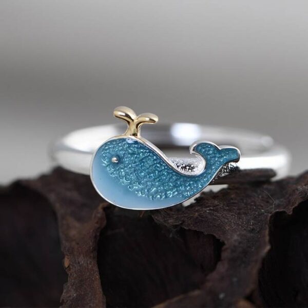 Cute Cloisonne Whale Ring