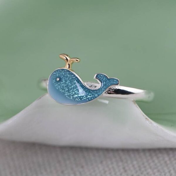 Cute Cloisonne Whale Ring