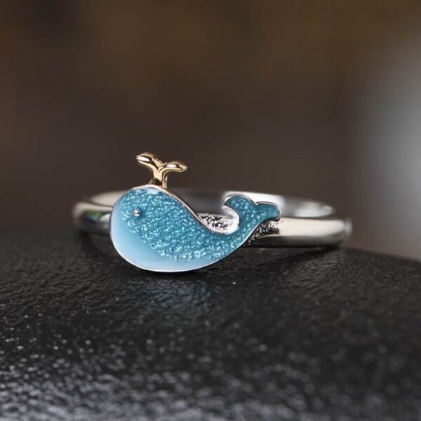 Cute Cloisonne Whale Ring