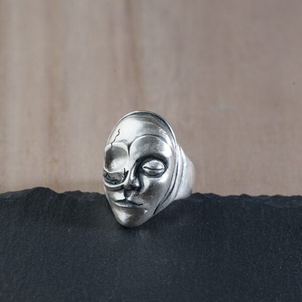 Men's 990 Silver Face Mask Ring