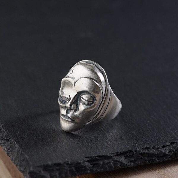 990 Silver Face Mask Ring