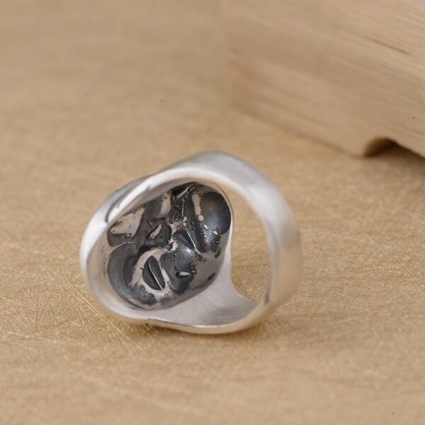 990 Silver Face Mask Ring