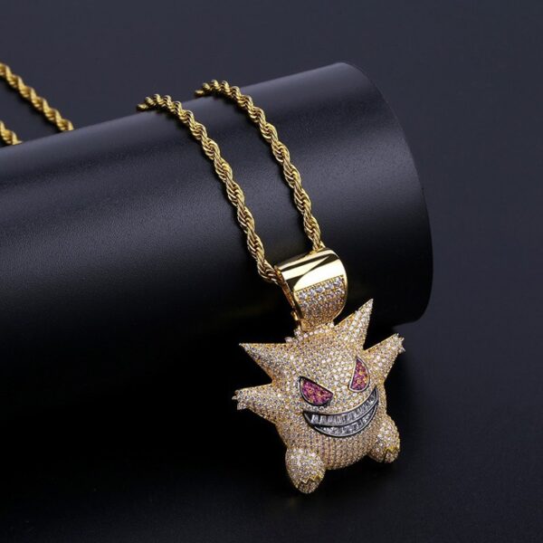 Copper Hip Hop CZ Funny Gremlin Necklace