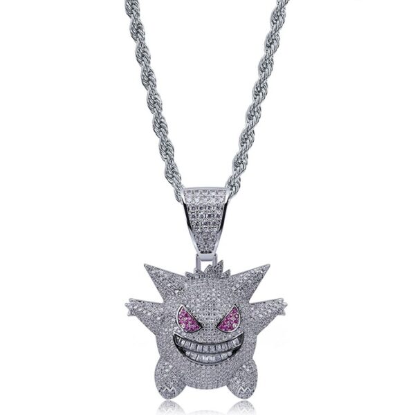 Copper Hip Hop CZ Funny Gremlin Necklace