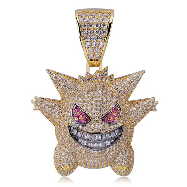 Copper Hip Hop CZ Funny Gremlin Necklace