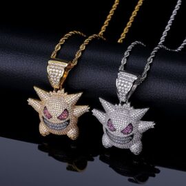 Copper Hip Hop CZ Funny Gremlin Necklace