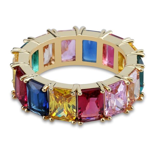 Men's Hip Hop Colorful Cubic Zircon Copper Ring