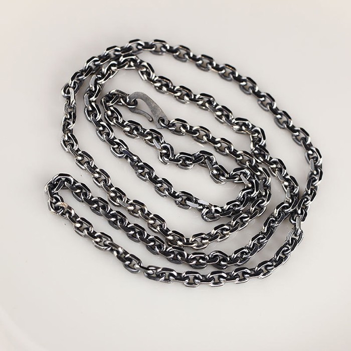Mens Sterling Silver Cable Chain Necklace VVV Jewelry
