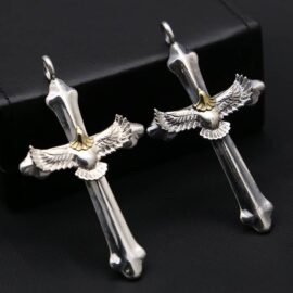Men's Sterling Silver Cross Eagle Pendant