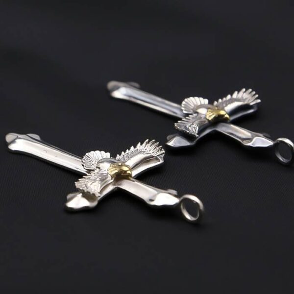 Men's Sterling Silver Cross Eagle Pendant