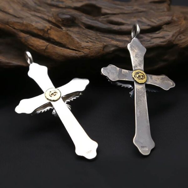 Men's Sterling Silver Cross Eagle Pendant