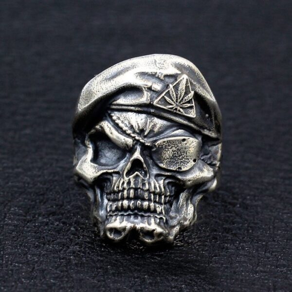 Sterling Silver Cyclopia Berets Skull Ring