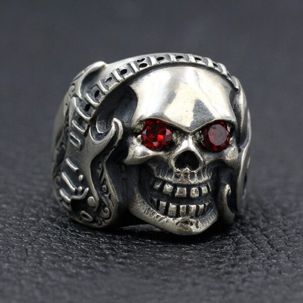 Sterling Silver Guitar Band Skull Ring