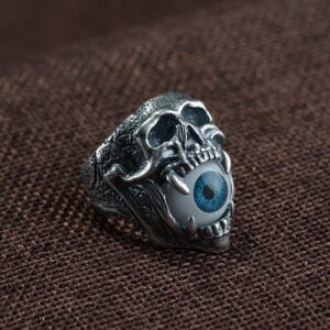 Sterling Silver Skull Eyeball Ring