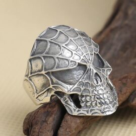 Men's Sterling Silver Spiderman Skull Ring