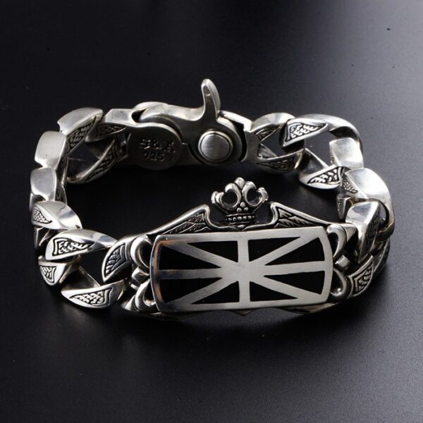 Sterling Silver United Kingdom Flag Bracelet