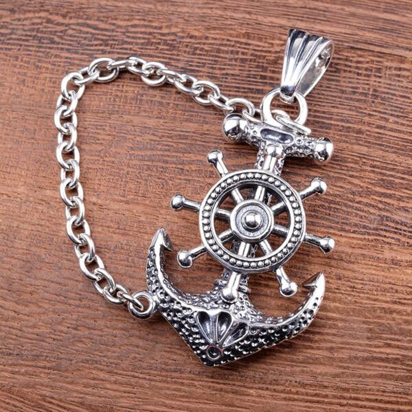 Sterling Silver Anchor And Rudder Pendant Necklace